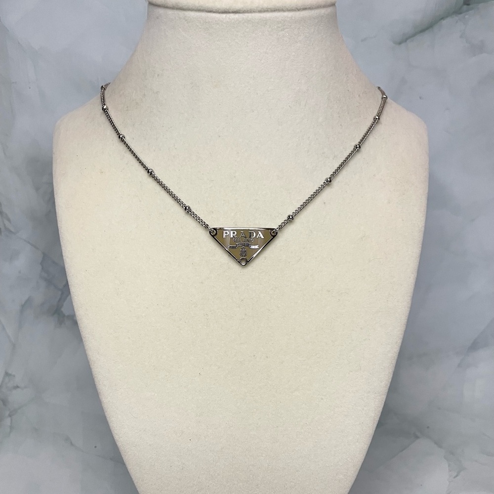 Upcycled Bronze & Silver Triangle Plate Satellite Chain Necklace